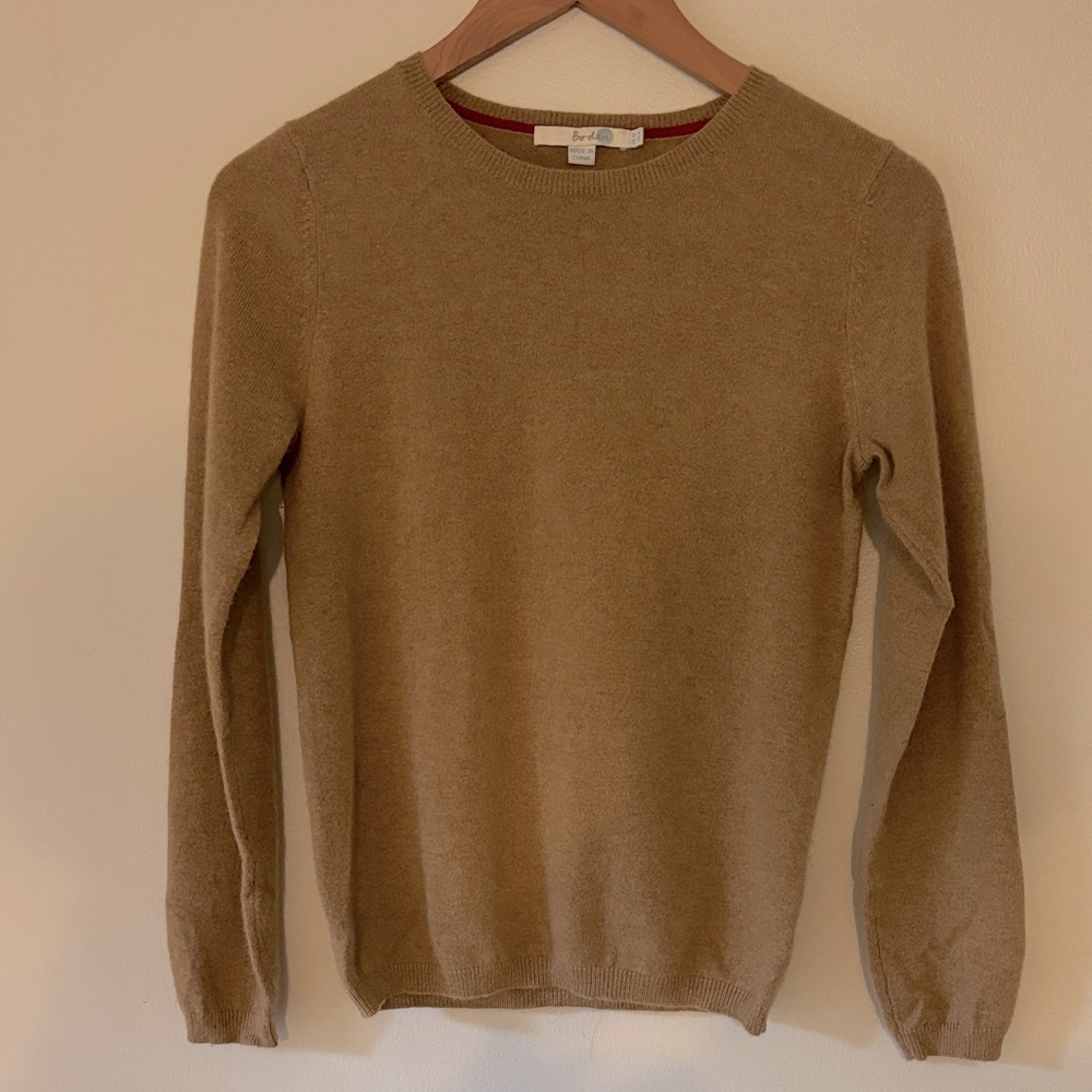 Boden Classic Camel Cashmere Crew Neck Sweater size 6